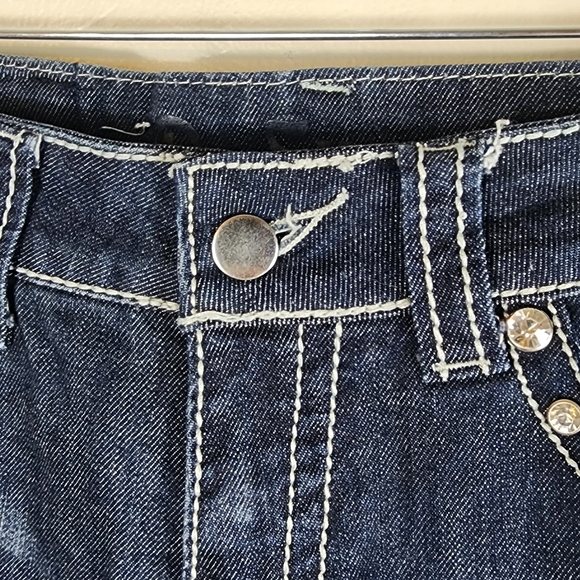 D-Fuz Jeans Women's Jr Size 7/8 Dark Wash Rhinestone Button Flap Pockets - Picture 4 of 12